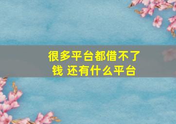 很多平台都借不了钱 还有什么平台